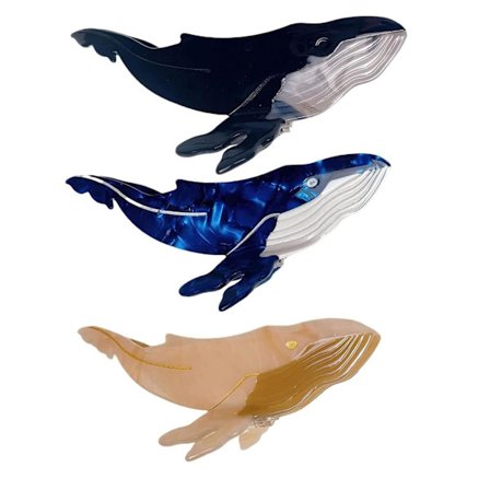 Søte hårklyper i form av hval, morsomme hårklyper, celluloseacetat-hårklyper, søte klyper, 3D blå hvalhårklype, jentehårklyper, for kvinners 