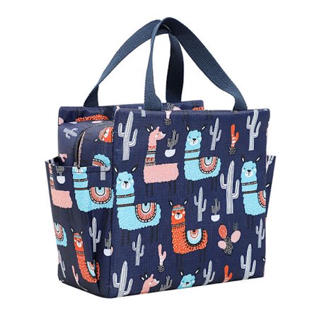 Tote Lunsjpose Isolerte Gjenbrukbar Høy Kapasitet for Menn Kvinner Arbeid Piknik Pendling Mørk Blå Alpakka