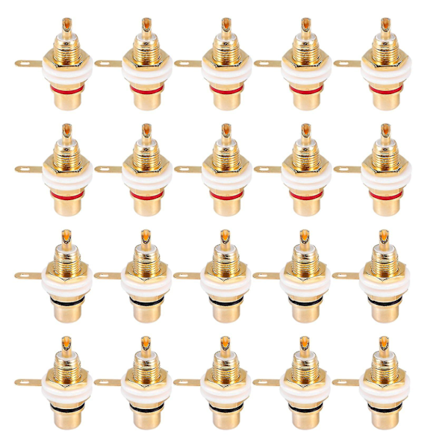 2024 20 stk. Forgyldte RCA Terminal Stik Hun Stik Chassis Panel Connector Til Forstærker Højttaler