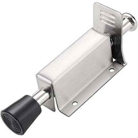 Kraftig fjærbelastet dørstopper med myk gummibeskyttelse