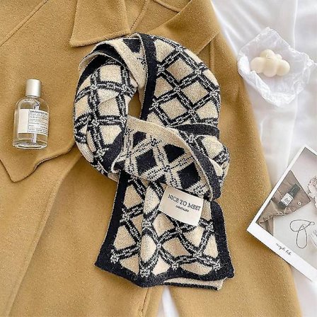 Kvinners skjerf høst og vinter 2024 ny koreansk stil allsidig student strikket ull holder varm skjerf