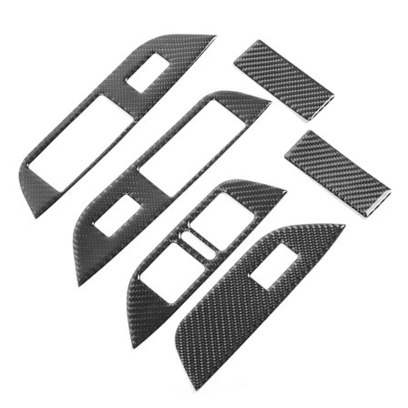 6 stk. Venstrekjørt Karbonfiber Vindusbryter Paneldeksel Trim for VW Touareg 2011 2018