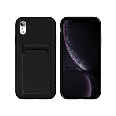 Iphone Xr Gummibelagd Stöttåligt Skal Med Kortfack Liquid Rosa