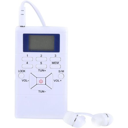 (Vit) Mini Bärbar Digital FM-Radio LCD-Skärm Fickradio Au