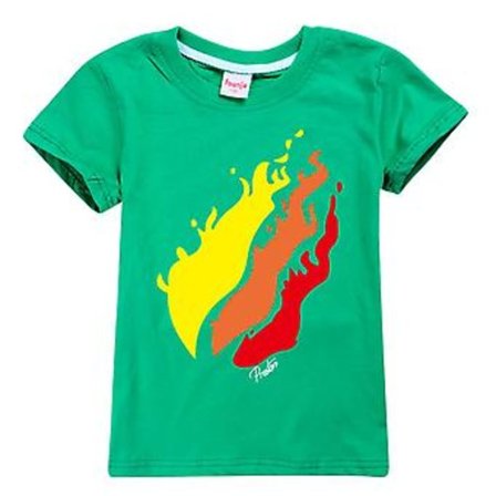 Barn Prestonplayz Flamma Tryck T-shirt Tonåringar Mode Kortärmad T-shirt Sommar Casual Rundhalsad Tee Toppar (7-8 År Grön)