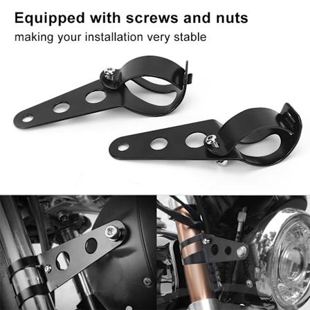 2 stk Universelle Hodelyktfeste Motorsykkel Hodelyktbraketter Gaffeløre for 35‐43mm/1.4‐1.7in Rør