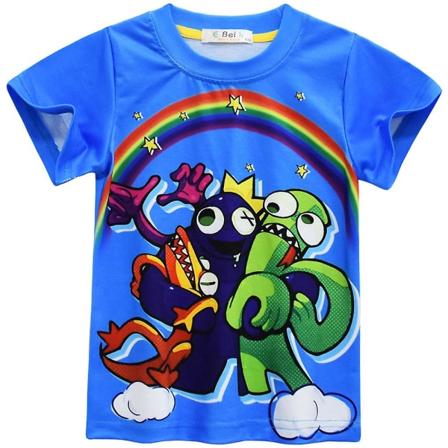 Rainbow Friends 3D-tulostus lyhythihainen T-paita Kesä pyöreä kaulahuppu lapsille nuorille pojille B B 5-6 Years