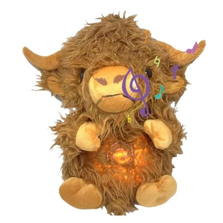 Andas høy land ku leketøy med musikk lett bærbar baby utviklingsleketøy for voksne barn sove Highland Cow