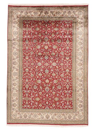 Tapis Cachemire Pure Soie 174X251 Marron/Rouge Foncé (Soie, Inde)