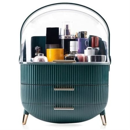 Retro Makeup Opbevaring Makeupboks Organizer - Mørk Mintgrøn_qq
