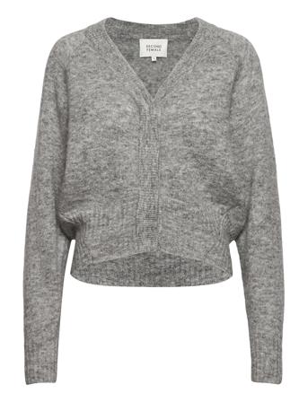 Brook Knit Boxy Cardigan Strikkegenser Cardigan Grå Second Female