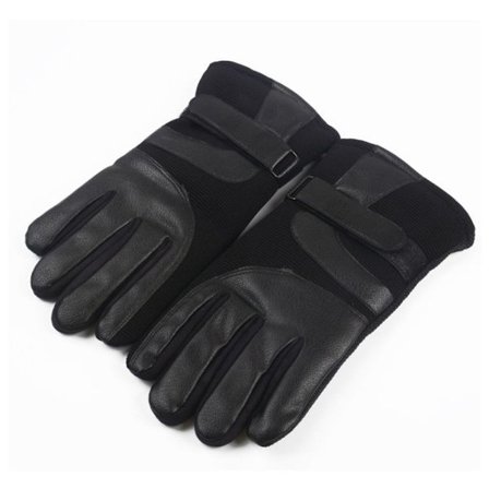 Miesten talviset kosketusnäytölliset nahkaiset hiihtohanskat Plus Velvet Thick Black