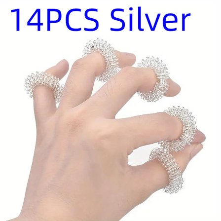 14 stk. finger tryk massage ringe, hånd massage produkter tilgængelige i guld, sølv og blandede farver.