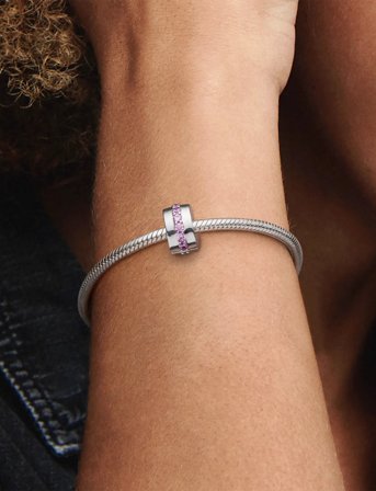 Pandora Silver Clip With Pink Cubic Zirconia - Pink - ONE SIZE