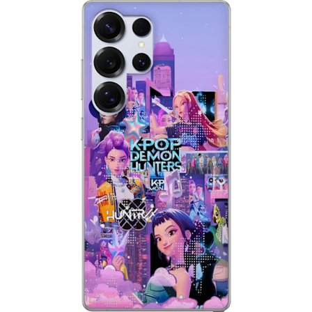 Kompatibel Mobilcover til Samsung Samsung Galaxy S25 Ultra KPop Demon Hunters fødselsdag tema med neon Glad fødselsdag og karakterer i festlig energ