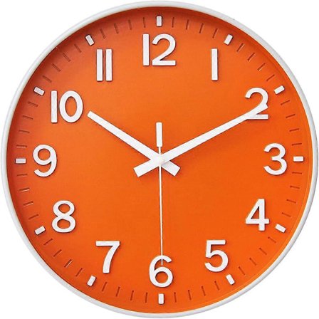 Seinäkello 30 cm Hiljainen Ei Tikittävä Kello Olohuoneeseen Makuuhuoneeseen Keittiöön Toimistoon (Oranssi)