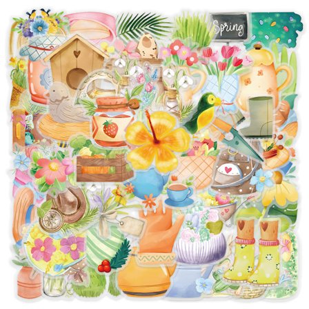 2-pack säsongsstickers | 100 unika designer | Vattentäta PET-dekaler för laptop, vattenflaska, resväska (vår)