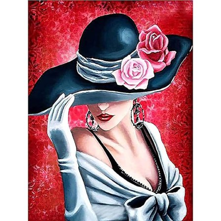 DIY 5D Diamantmaleri Kit - Hatt Design, 30x40cm, Full Rhinestone Mosaikk Korssting Broderisett for Hjemmeinnredning