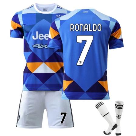 21/22 Juventus kolmas vieras sininen lasten aikuisten jalkapallo jalkapallopaita Trainin Jersey Suit No.7 RONALDO S