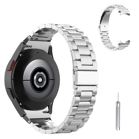 Klockarmband i rostfritt stål med 3 pärlor för Samsung Galaxy Watch 4 - Silver