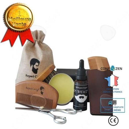 Multifunktionell vårdenhet Skäggvårdsset - CONFO - Olja, Kamma, Borste och Saxar - Perfekt gåva för män