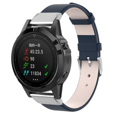 Garmin Fenix 5 / Forerunner 935 / Quatix 5 / Approach S60 klockband av läder - Mörkblå