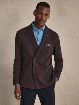 John Henric Men's Brauner Zweireihiger Blazer Relaxed Fit Size S