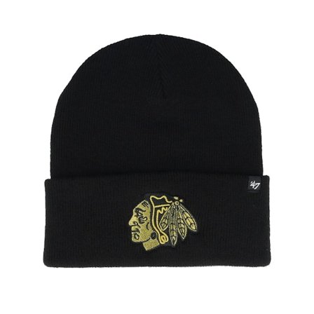 47 Brand - Negro cuff Beanie - Chicago Blackhawks Haymaker 47 Metallic Black Cuff @ Hatstore