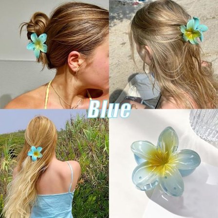 3 st Hawaiianska Hårklämmor med Blommor för Kvinnor Plumeria Blommor Hårklämmor Rosa Gul Blå Sommar Strand Håraccessoarer Söta Blommiga Hårspännen S