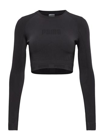 Evoknit Longsleeve Tee Crop Tops Long-sleeved Crop Tops Musta PUMA