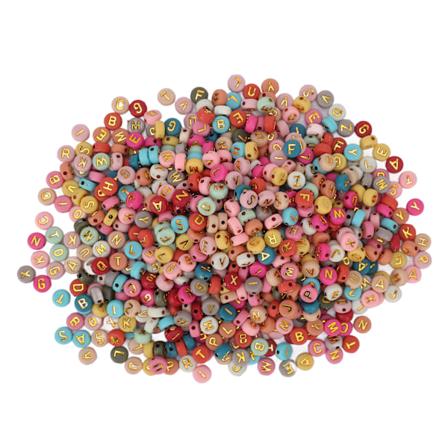 1200 stk Akrylbokstavperler Glatte Komfortable Kanter Runde Fargede Skjeggperler for DIY Armbånd Halskjede Øredobber