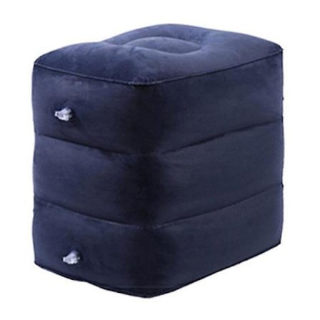 Inflatable Airplane Foot Rest Pillow Height Adjustable Durable Soft General Use Foldable Portable Dark Blue