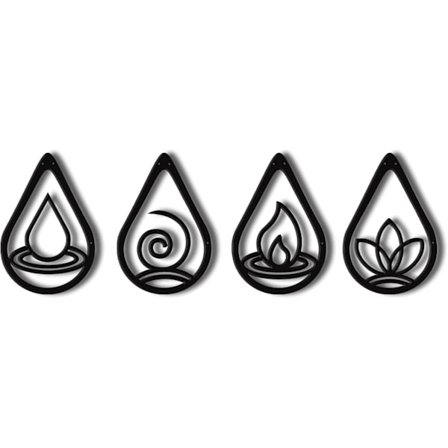 Metalvægkunst, Fire Elementer Symbol, Jord Luft Ild Vand og Luft Ild, Geometrisk Vægdekoration, Indendørs Vægdekoration