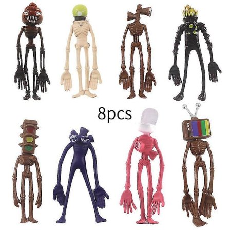 8 stk./sæt Siren Head Action Figure Legetøj Kage Topper Hjem Ornament Dekoration Gaver