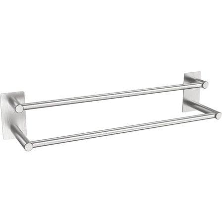 Badhanddukshållare, Självhäftande Handduksstång utan Borrning, Borstad Rostfri Stål Väggmonterad Handdukshängare, Rost- och Repskyddad (40cm, Silver)