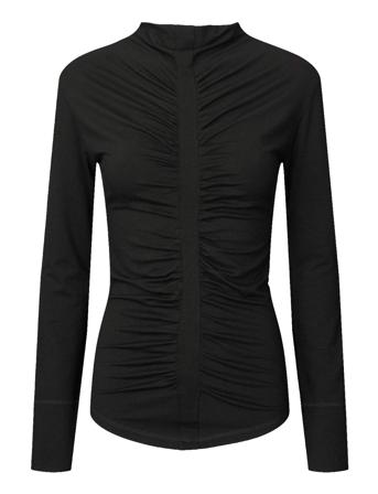 Jeeva - Wool Jersey Gathered Top Black Rabens Sal R