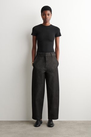 COS Women's Relaxed-Fit Wide-Leg Denim Trousers in Black