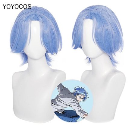 Sk Langa Cosplay Wig Anime Langa Hasegawa Cosplay Light Blue Short Hair Heat Resistant Synthetic Hair Sk8 The Infinity