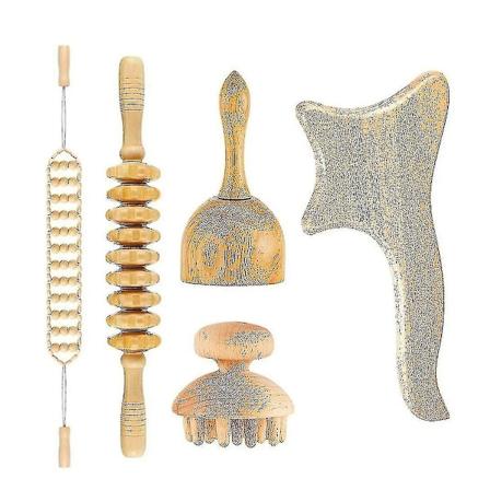 5 i 1 Maderoterapia Kit Treterapeutisk Massasjeverktøy Anti-cellulitt Massasjesett (,)
