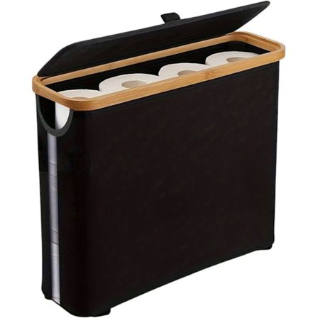 Elegant badeværelsesorganisator i stof – toiletpapirholder/papirhåndklædestativ, stor opbevaringsplads, nem montering og pladsbesparende_TF_TF