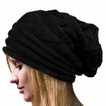 Kvinner Menn Vinter Heklet Slouch Hat Ull Strikket Lue Baggy W