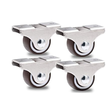 Sett med 25 mm Mini Gummihjulsett i en Metall Svivelkasse - kompatibel Fur