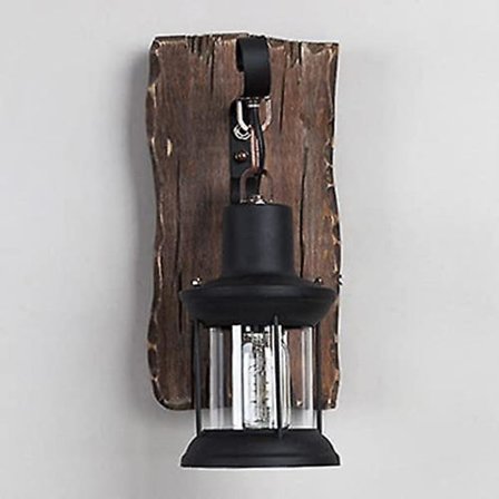 Massiivipuinen taotun raudan seinävalaisin Retro Industry Wall Sconce Glas