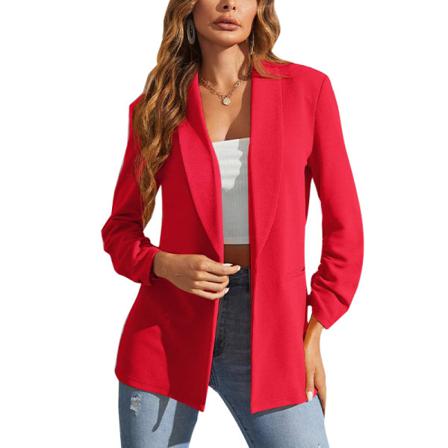 Kvinnor Öppna Front Blazers Sidofickor Cardigan Jacka