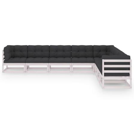 Vidaxl Loungegrupp Med Dynor 8 Delar Vit Massiv Furu Vit
