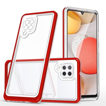 Klar 3-i-1-etui for Samsung Galaxy A42 5G Frame Gel Cover Red