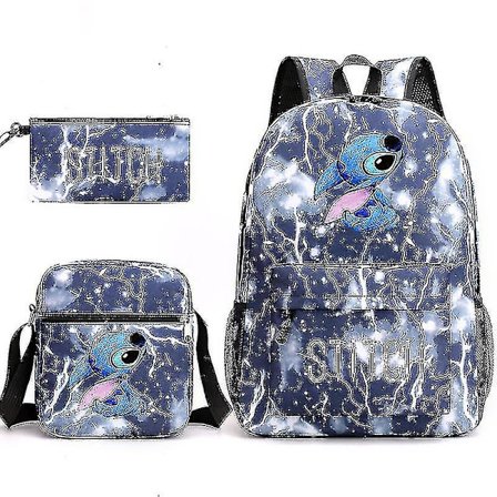 Lilo Stitch Rygsæk Tredelt Sæt Skole Taske Børn Til Dreng Pige Gave_y