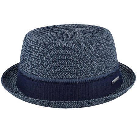 Stetson - Blu porkpie Cappello - Toyo Light Blue/Navy Pork Pie @ Hatstore