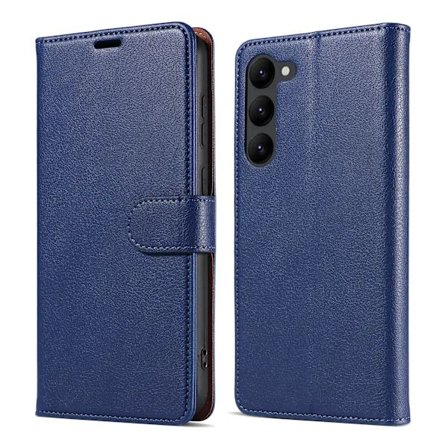 Etui til Samsung Galaxy S25 FE Litchi Tekstur Stødsikkert Læder Pung Etui Blå