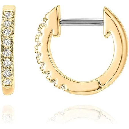 PAVOI 14K Guldpläterade Cubic Zirconia Cuff Örhängen Huggie Stud